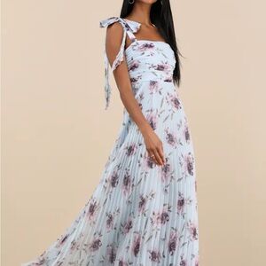 Lulu's Light Blue Floral Maxi Dress